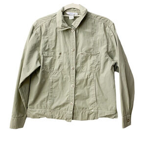 Fresh Produce Tan Khaki Button Down Utility Jacket Cotton M hiking camping women